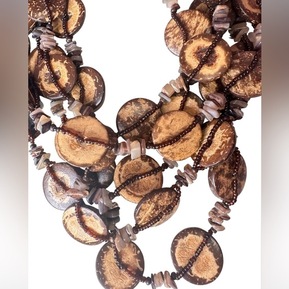 Vintage Boho Multi-Strand Brown Necklace - Picture 4 of 4